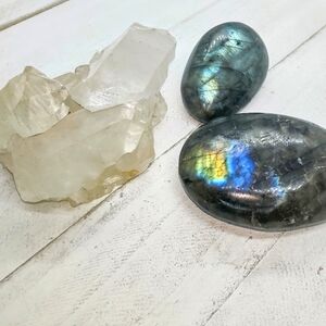 Genuine Labradorite & white Quartz bundle